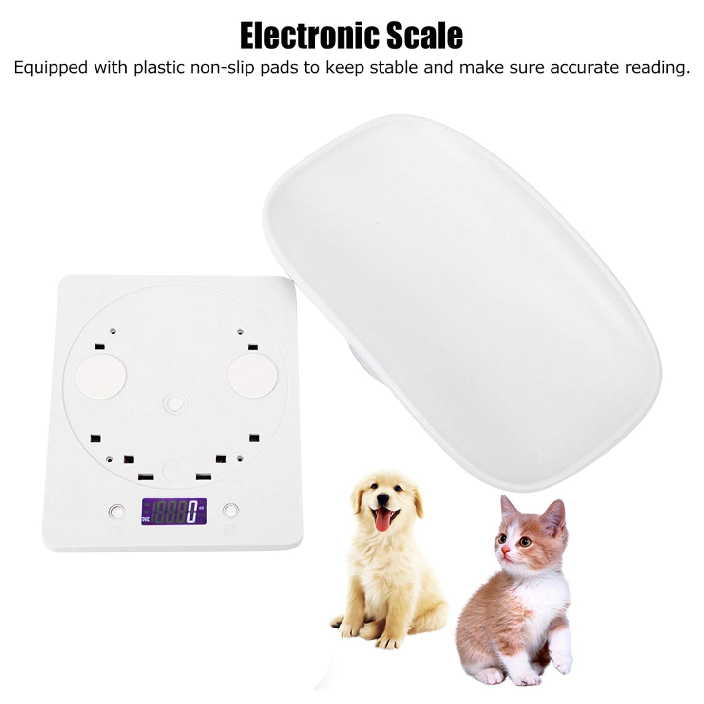 Báscula multifunción para bebés - Báscula digital de peso para mascotas pequeñas de 10 kg / 1 g con g/ml/oz/lb.oz para medir bebés/mascotas, color blanco