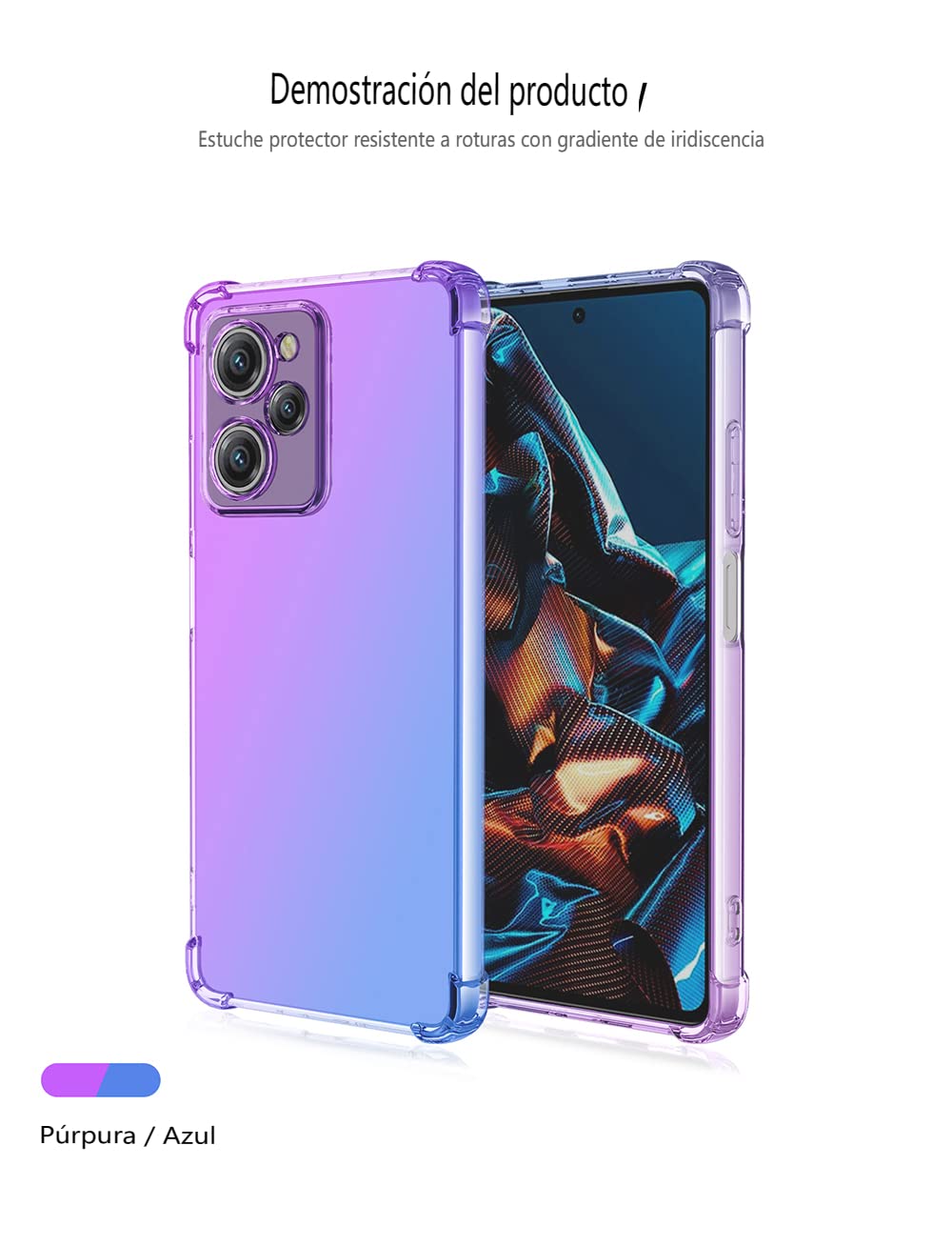 DABUNA Funda para Xiaomi Mi Poco X5 Pro 5G Case Uso Rudo,Transparente Colores Degradados Protectora de Cámara Anticaída Carcasa Bumper(Púrpura Azul)