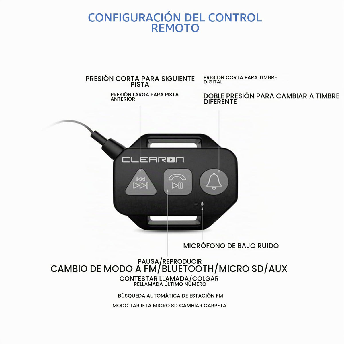 Bocina Bluetooth Clearon Negra con Soporte para Bicicleta