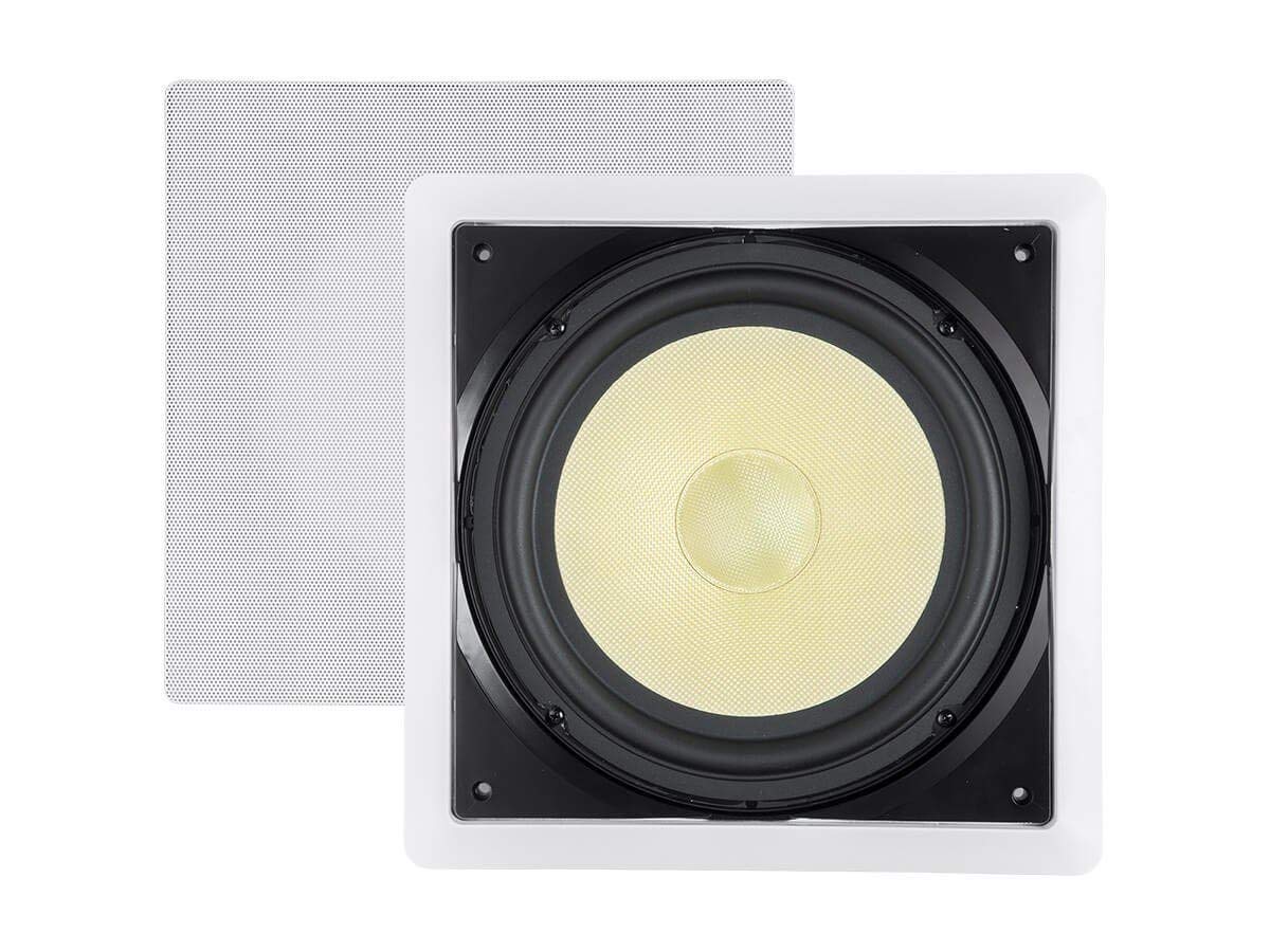 Mono Fiber In-Wall Speaker - 10 Inch (Each) 300W Subwoofer, Easy Installation and Paintable Grill - Caliber Series