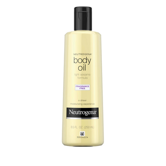 Neutrogena Fragrance-Free Lightweight Body Oil for Dry Skin, Sheer Moisturizer in Light Sesame Formula, 8.5 fl. oz