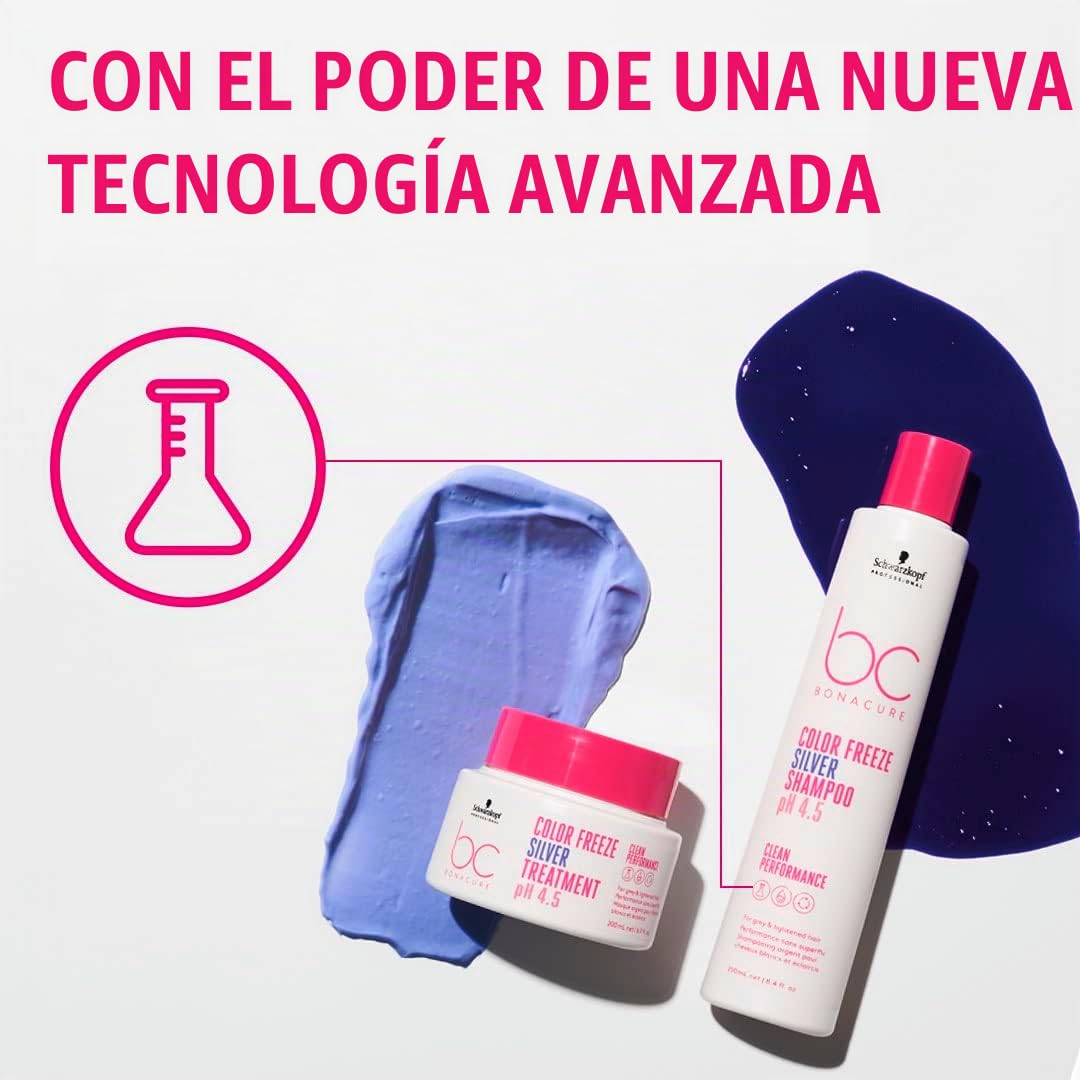 BONACURE Color Freeze Silver Shampoo pH 4.5 Cabello Blanco Vegano 250 ml