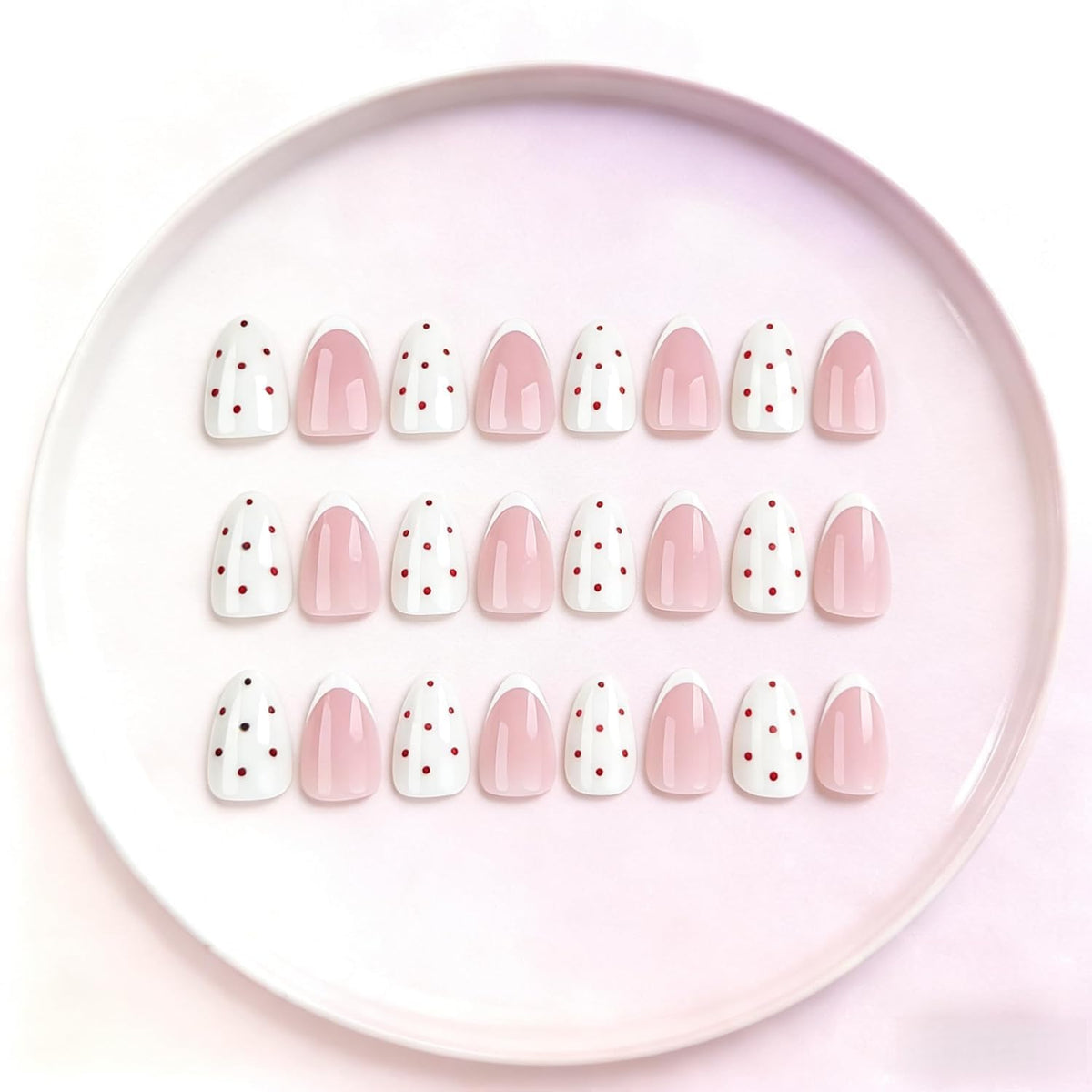 Uñas Postizas de Cortas Largas de Francesa, Adhesivas Uñas Press on Nails de Cobertura Completa, Uñas Falsas Decoradas Acrílico Natural para Mujeres y Niñas (K, 1ml)
