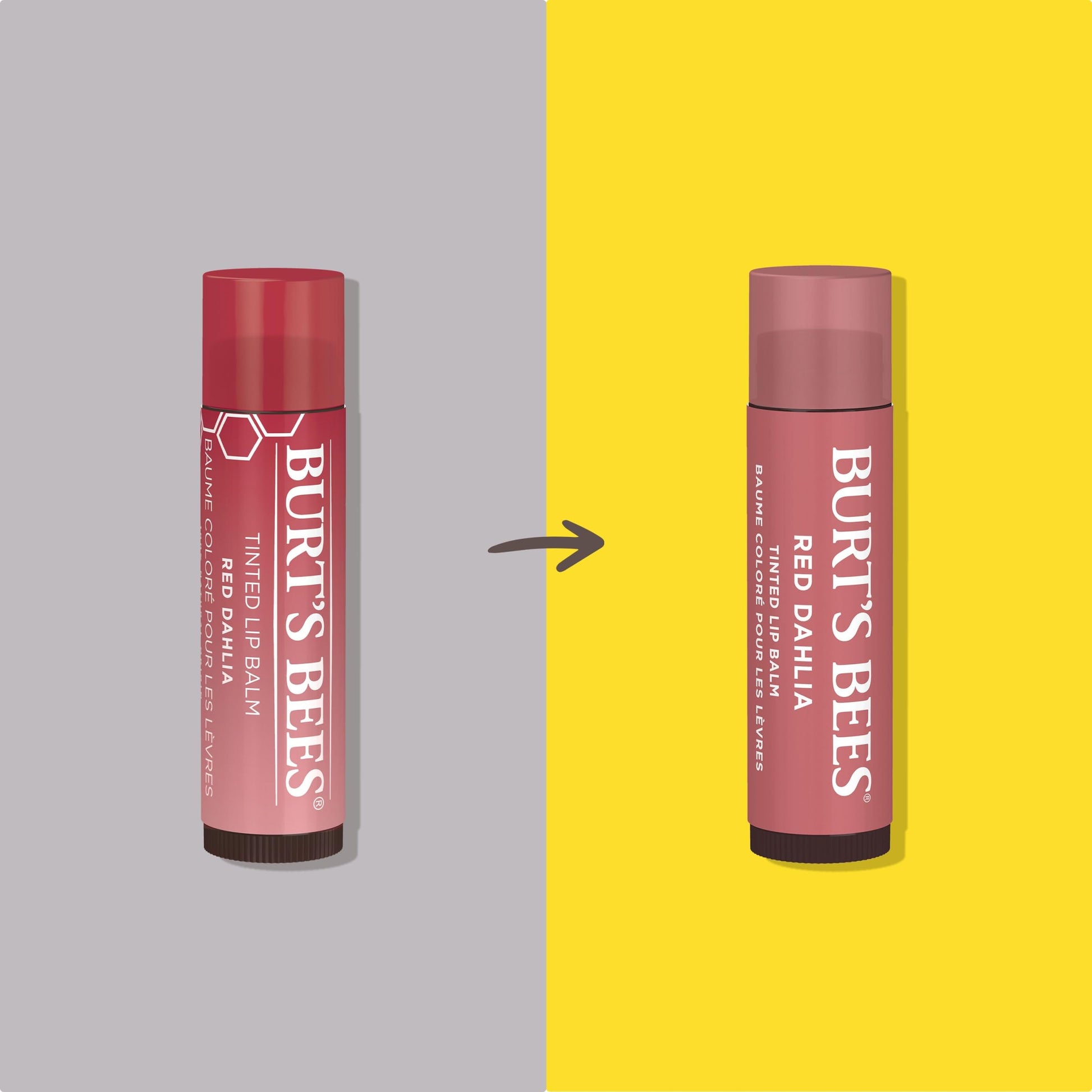 Bálsamo labial tintado natural Burt's Bees, rojo (Red dahlia), 2 unidades