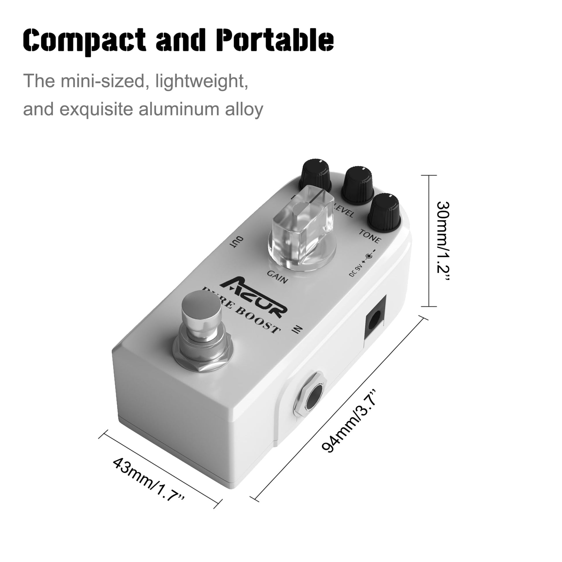 AZOR Pure Boost Pedal de efecto de guitarra Micro Clean Boost Pedal para guitarra eléctrica True Bypass