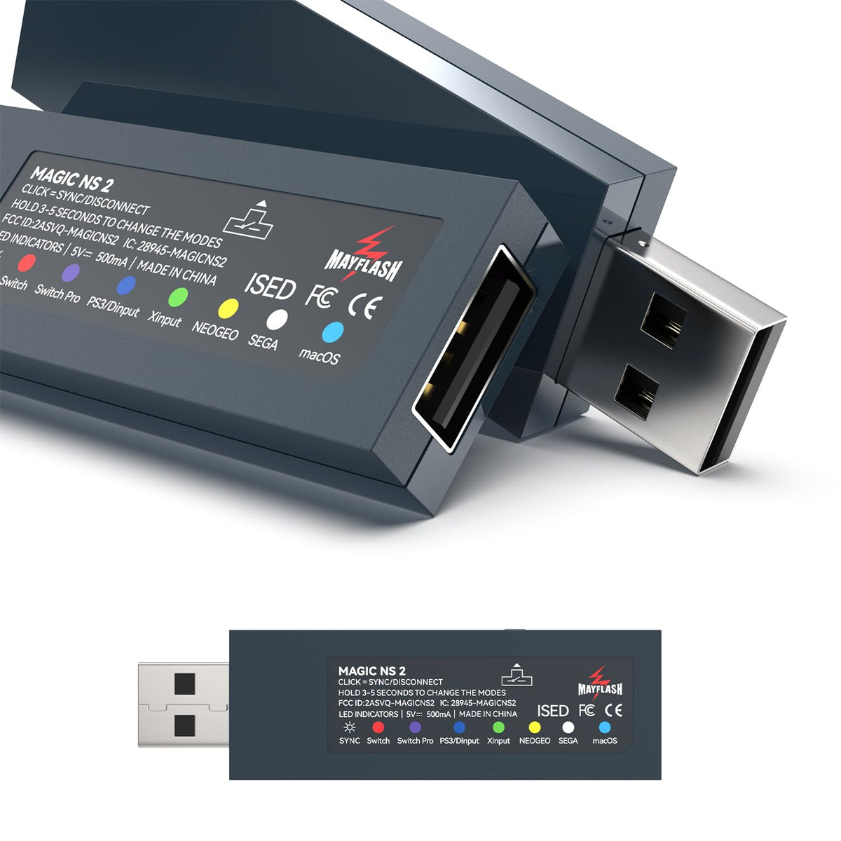 Adaptador USB inalámbrico MAYFLASH Magic NS 2 Bluetooth Negro Compatible para Switch, Windows y más dispositivos