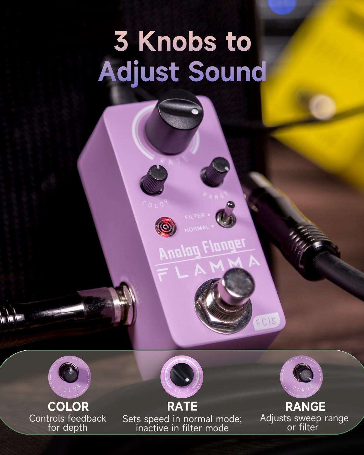 Pedal Analógico FLAMMA FC15 Flanger Portátil True Bypass para Guitarra