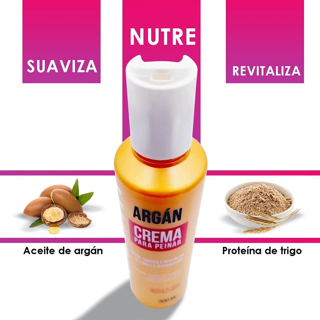 Crema para Peinar con Aceite de Argán Nefertiti para Cabello Extremadamente Seco, Opaco y sin Brillo, Reduce Efectivamente el Frizz, Nutre, Suaviza y Revitaliza, Hidratante para Cabello, 300ml.