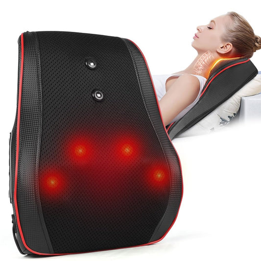 Meanton Almohada de Masaje Eléctrica, Masajeador de Cuello con Calor, Masajeador de Espalda Shiatsu de Amasado 3D, Espalda y Cuello