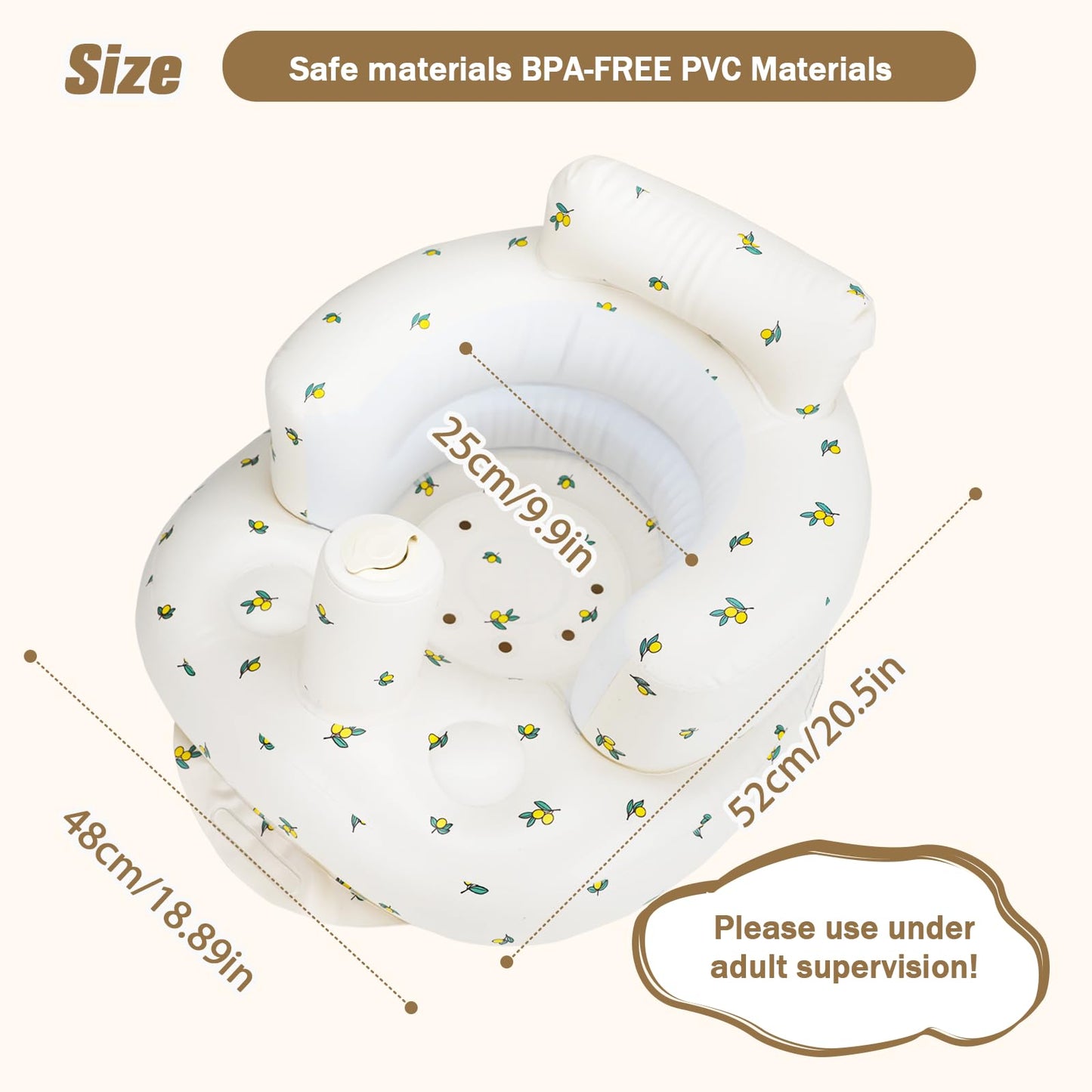 Silla inflable para bebé, asiento inflable AirSwim para bebés de 3 meses en adelante, asiento inflable de verano para sentarse, asiento de piso de bebé con bomba de aire integrada, naranja