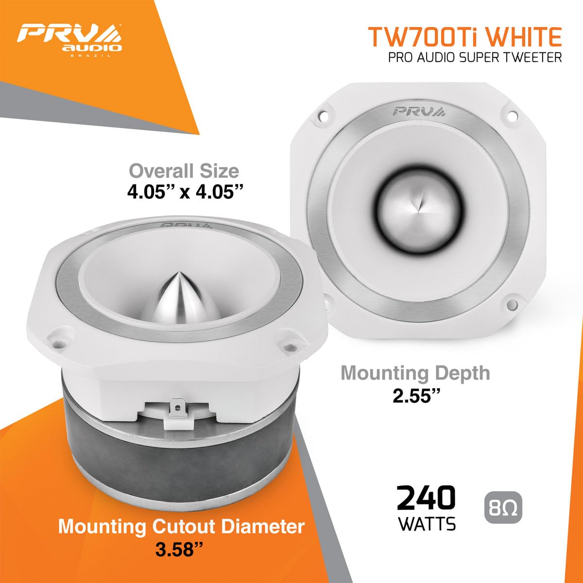 PRV AUDIO altavoz de agudos de bala de titanio TW700Ti de 4 pulgadas, potencia de programa, 8 ohmios, 120 vatios RMS, 1.5 pulgadas VC incorporado, driver de alta frecuencia de audio profesional (individual)