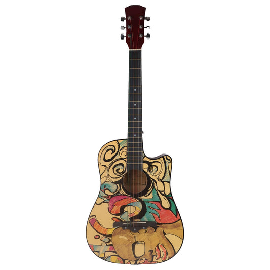 Guitarra AcúStica, Guitarra Acustica Clasica, Guitarra AcúStica para Principiantes, Guitarra Acústica de Diapasón de Alta Densidad con Patrón de Grafiti de 38 Pulgadas, para Principiantes, Adultos