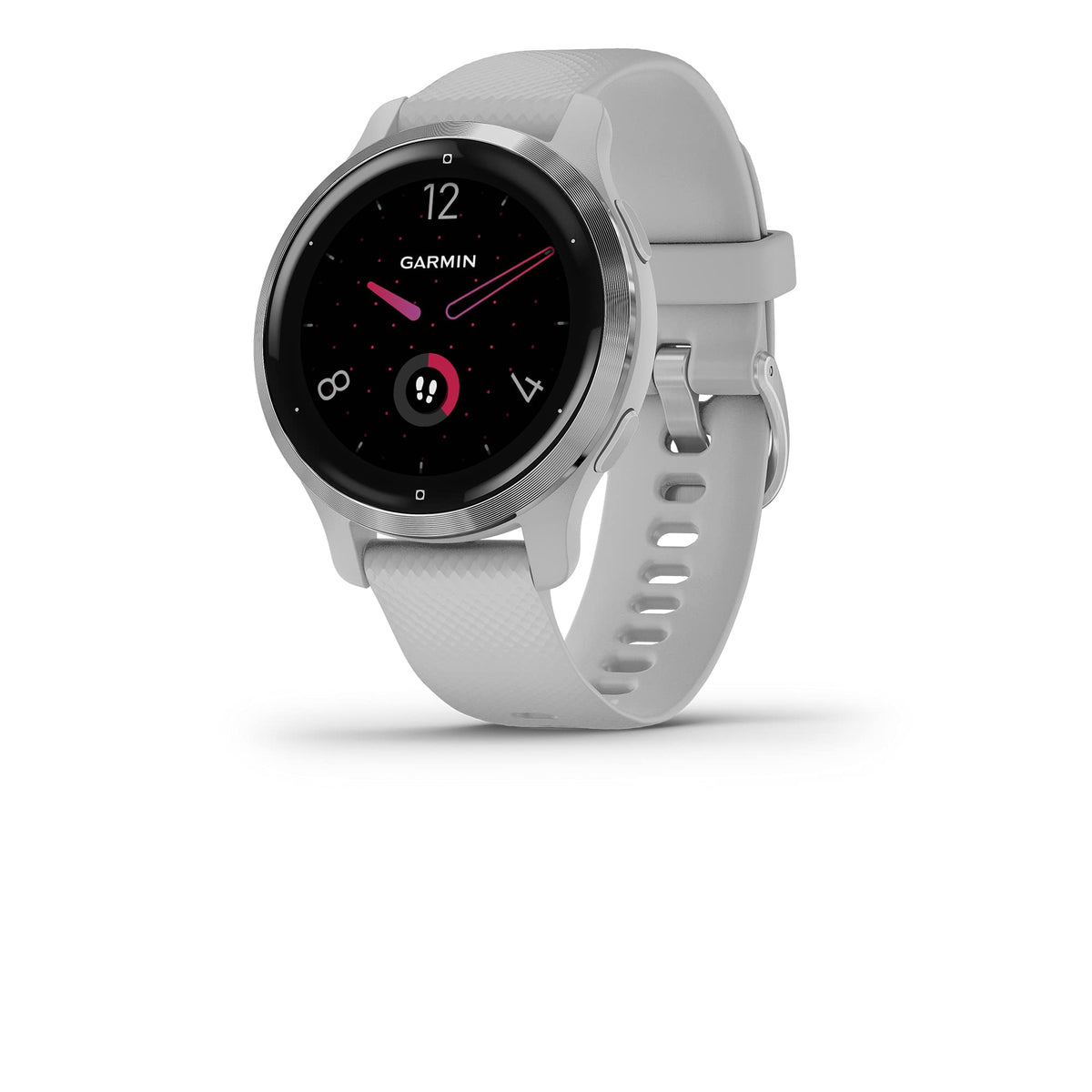 Reloj Inteligente GPS Garmin Venu 2S Plateado con Funda Gris Claro y Banda de Silicona