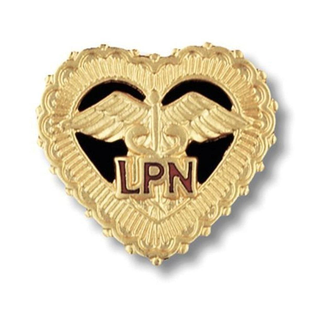 Prestige Medical Pin de Emblema, LPN (Letras en corazón de Filigrana)