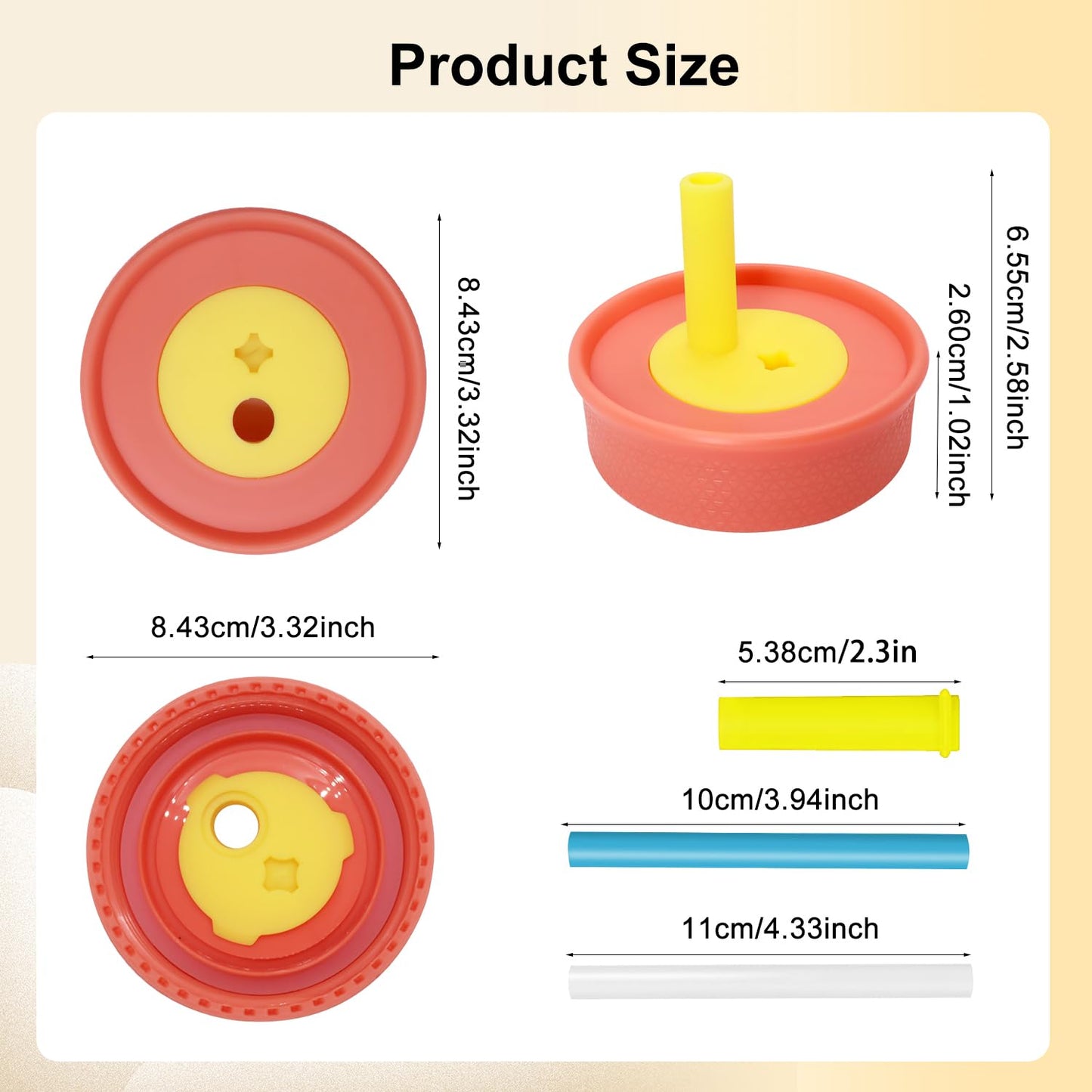PHULWEL - Paquete de 2 tapas de repuesto para Owala Kids - Vaso aislante de 12 onzas y 15 onzas, tapa resistente a derrames con 4 popotes flexibles, sin BPA, apto para lavaplatos, accesorios para