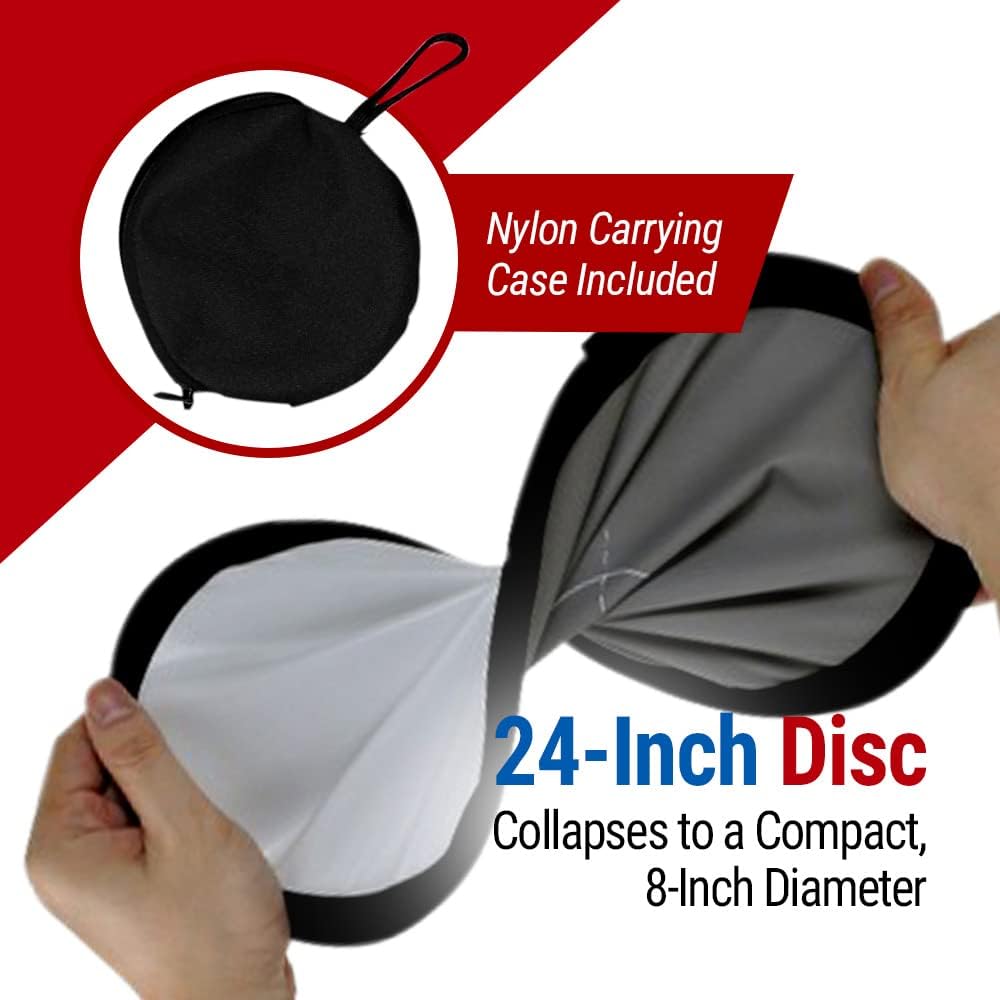 Vidpro WB-24 - Disco de equilibrio blanco de doble cara, 18 % gris frontal y reflector de 60 cm