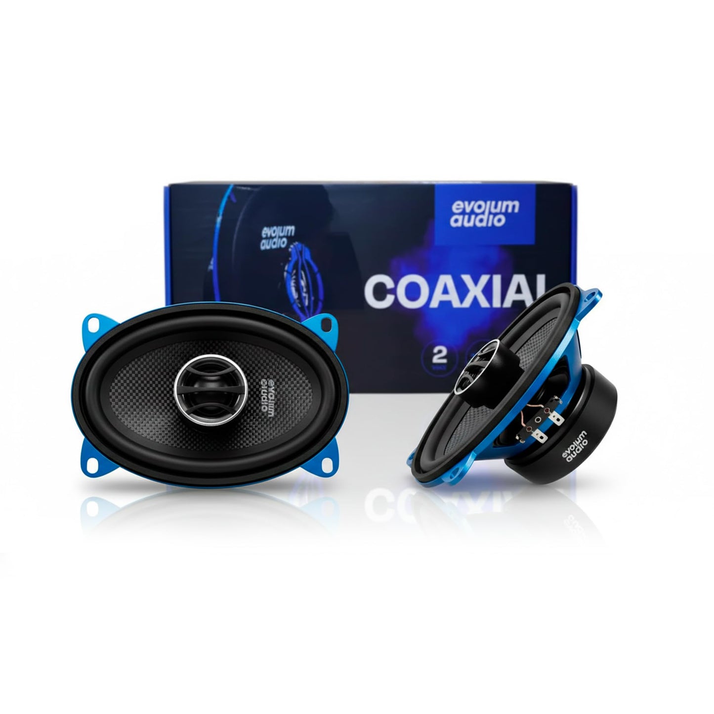 Evolum Audio - Kit Bocinas 2 Vías - Sonido Claro y Potente - Potencia RMS de 100 W - Gran Volumen y Claridad sin Distorsión - Fácil Instalación & Amplia Compatibilidad - Modelo Coaxial (4x6 in)
