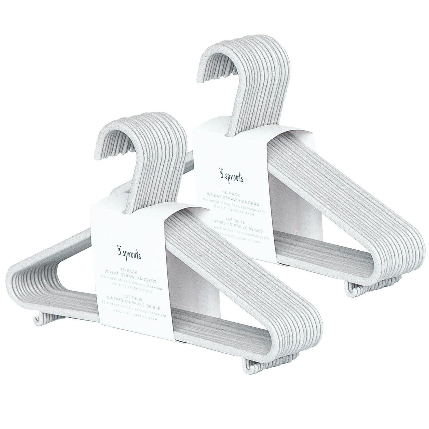 3 Sprouts Perchas de plástico para ropa con pajita de trigo para bebé, paquete de 30, color gris moteado
