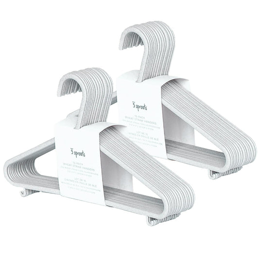 3 Sprouts Perchas de plástico para ropa con pajita de trigo para bebé, paquete de 30, color gris moteado