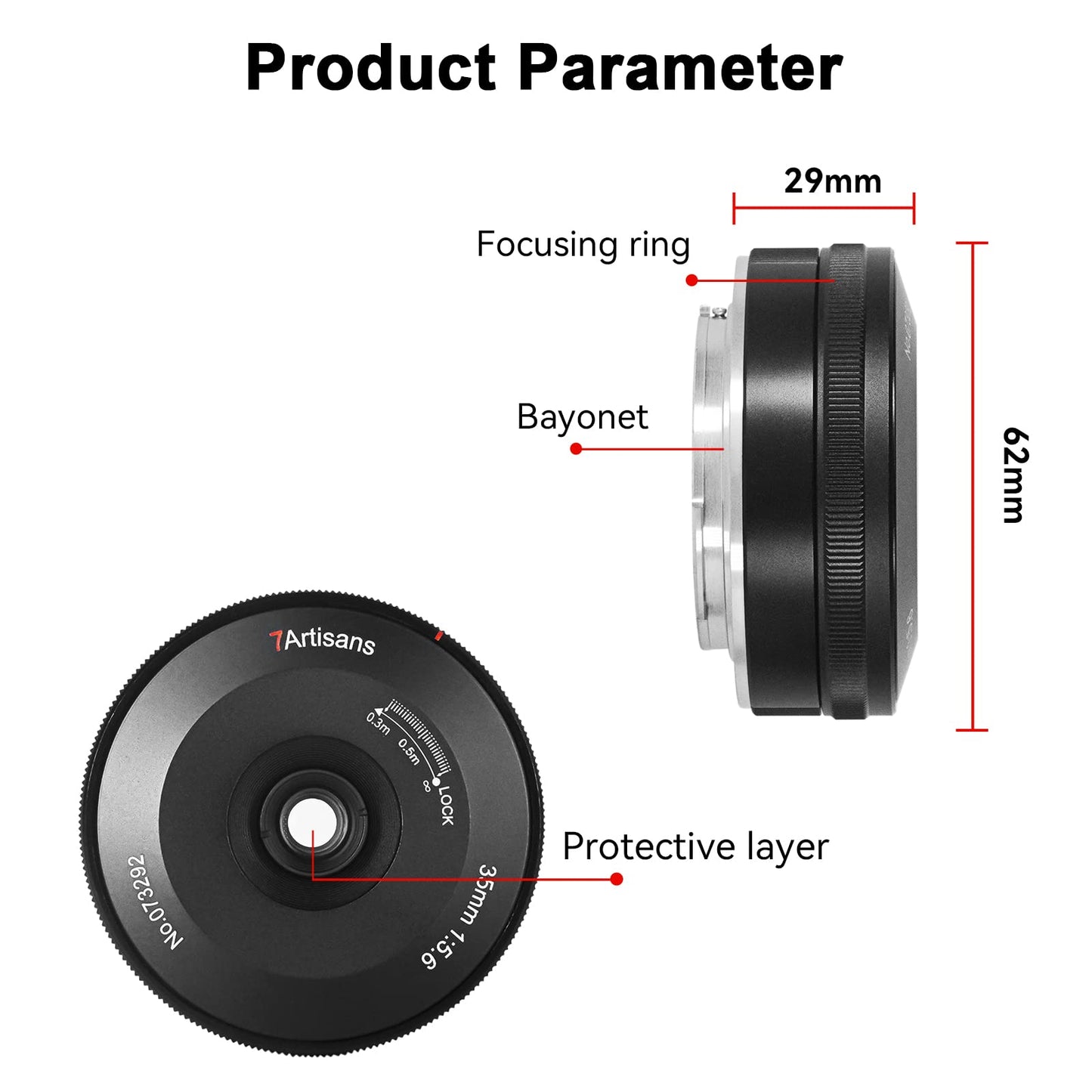 Lente Ultrafina 7artisans 35 mm f5.6 para Cámara Sony Mirrorless A6000 A6300 A6400