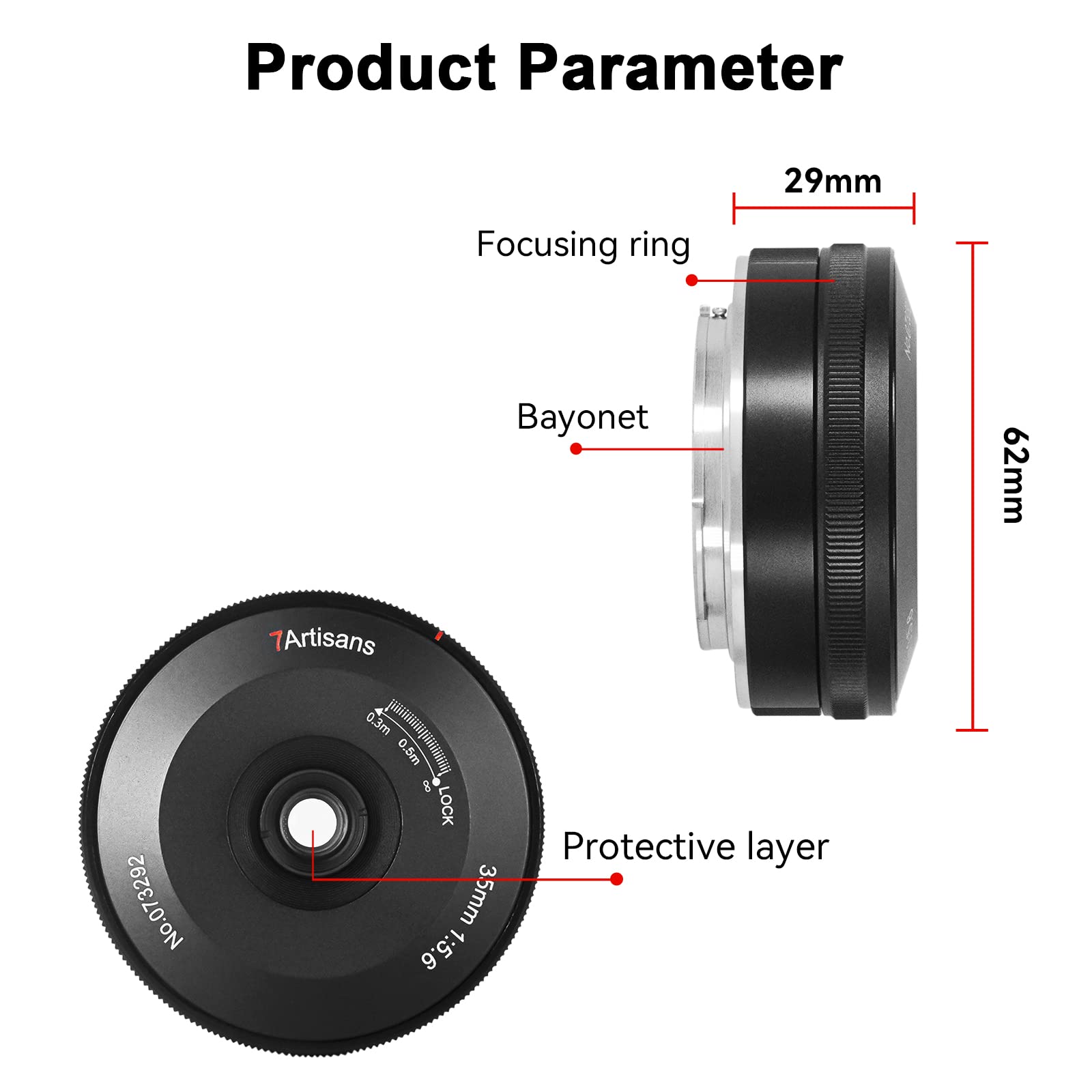 Lente Ultrafina 7artisans 35 mm f5.6 para Cámara Sony Mirrorless A6000 A6300 A6400