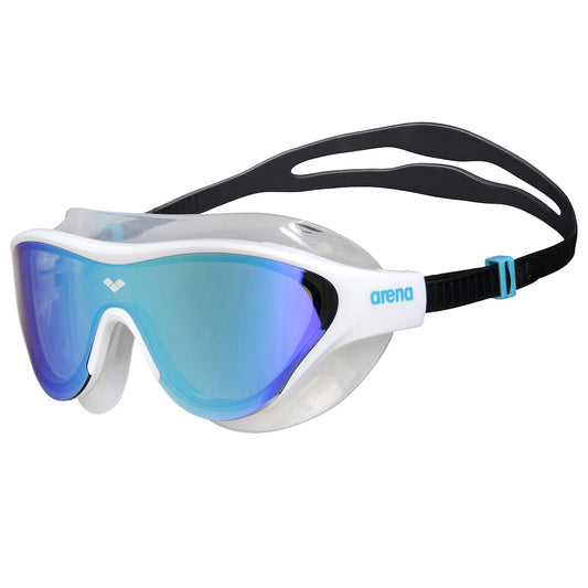 Arena The One Mask - anteojos de natación para Hombres y Mujeres, Azul/Blanco, Lente de Espejo