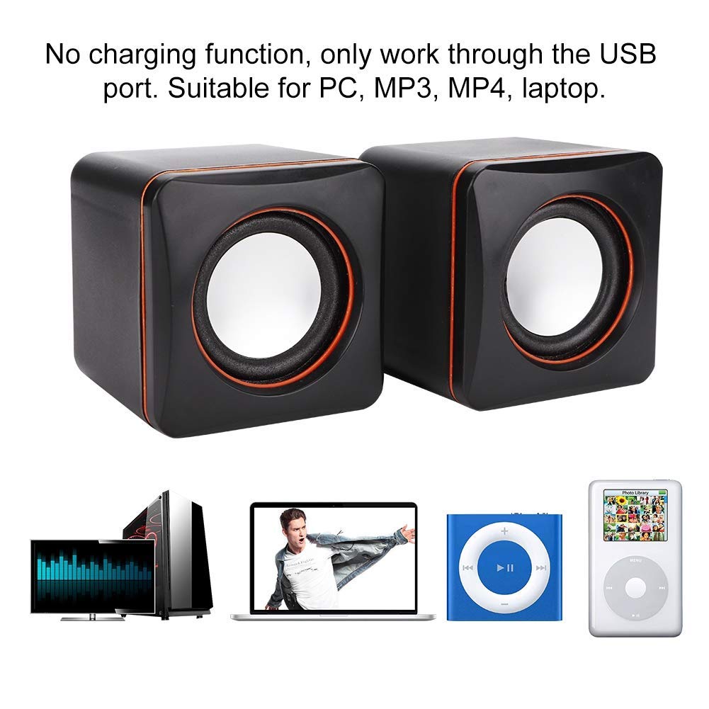Oumij Altavoces de La Computadora Mini Cube USB Stereo 3.5mm Jack Altavoz con Cable para Computadora de Escritorio PC Portátil Altavoces Portátiles de Escritorio(Dual Track)