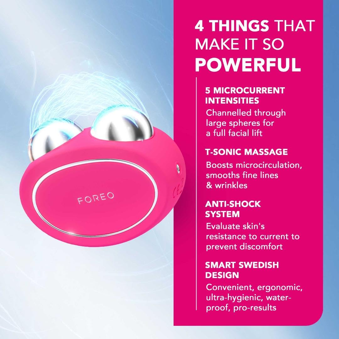 FOREO BEAR - Masajeador facial electrico de microcorrientes - Radiofrecuencia facial - Antiarrugas - Belleza y cuidado - Fuchsia