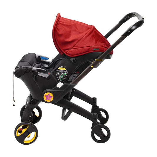Carriola Plegable 3 en 1 Convertible FlexiTraveller | Carriola Demostable Asiento De Bebe Para Carro | Multifuncional Portatil, Ligera Y Compacta (Rojo)