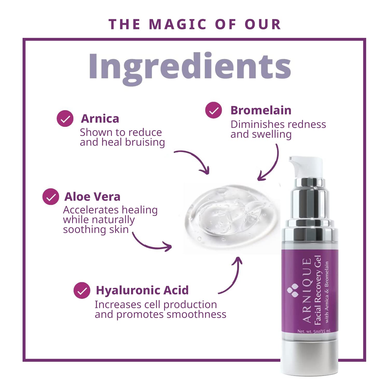 Arnique Arnica Montana y Bromelain Gel de recuperación facial para uso con rellenos y procedimientos cosméticos