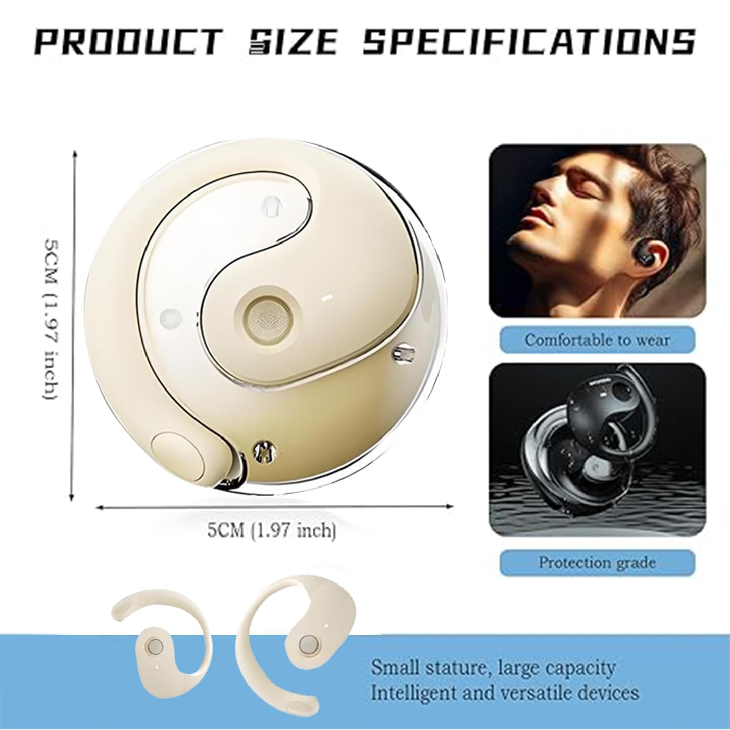 Hy-T26 Pro Language Translator,traductor de idiomas,equipado con aplicación AI,auriculares de traducción en tiempo real,sonido estéreo de alta fidelidad,admite más de 75 idiomas diferentes (Beige)