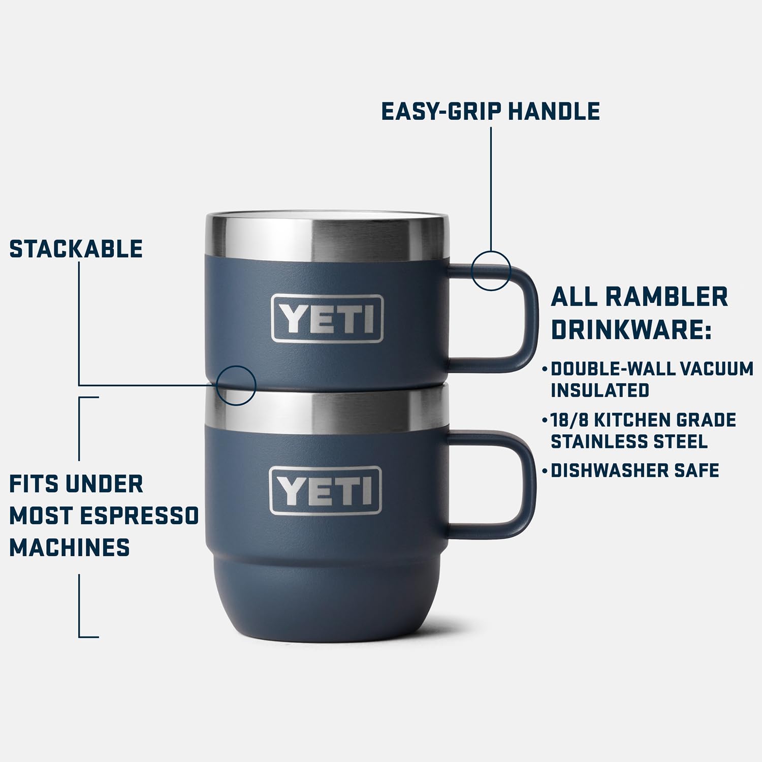 Taza de Acero Inoxidable YETI Blanco con Aislamiento al Vacío para Café y Expreso Paquete de 2