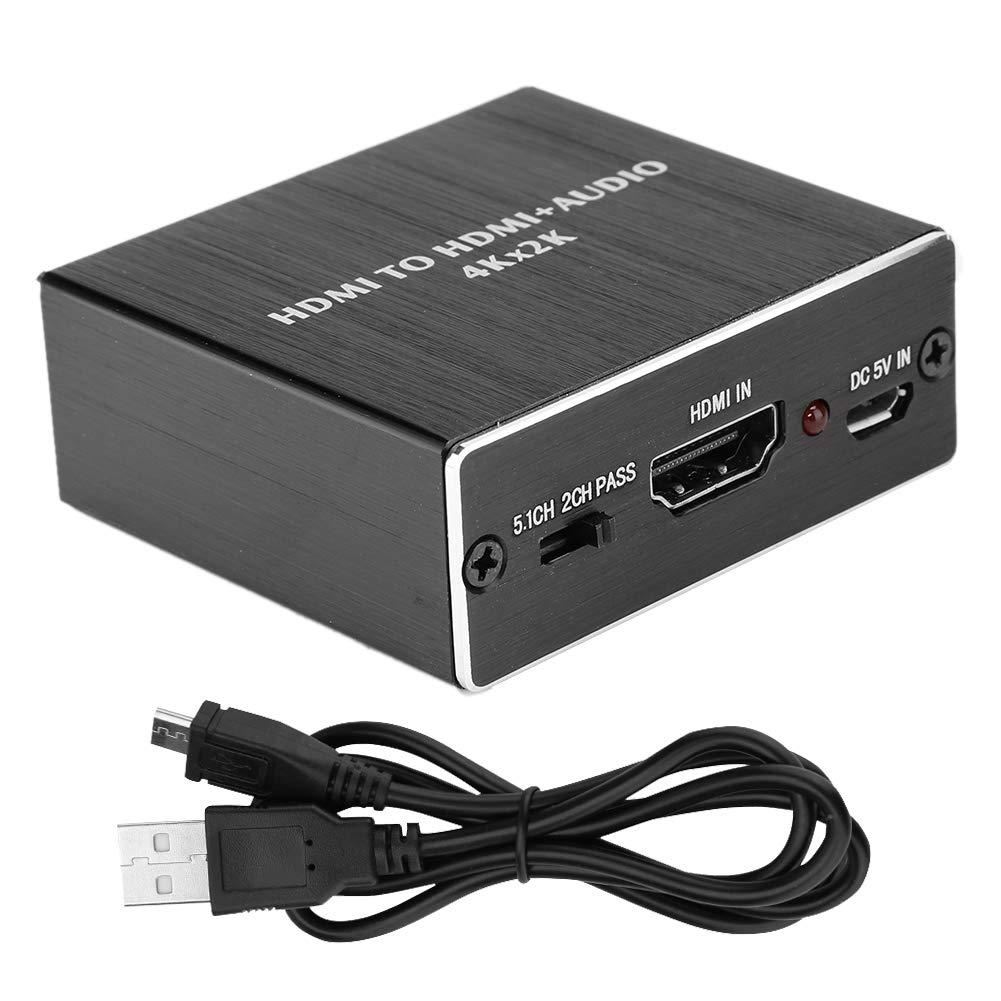 Convertidor de Audio Digital a analógico, 4K x 2K HDMI 1.4 Extractor de Audio 5.1 Adaptador de Convertidor de fibra óptica de Canal de Sonido para Reproductor/Amplificador de DVD