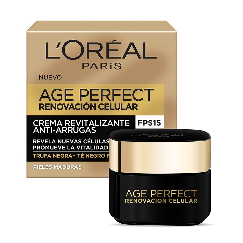 L'Oreal Paris Crema Antiarrugas, Age Perfect, 50 ml + Serum Facial Anti Arrugas Acido Hialuronico Revitalift