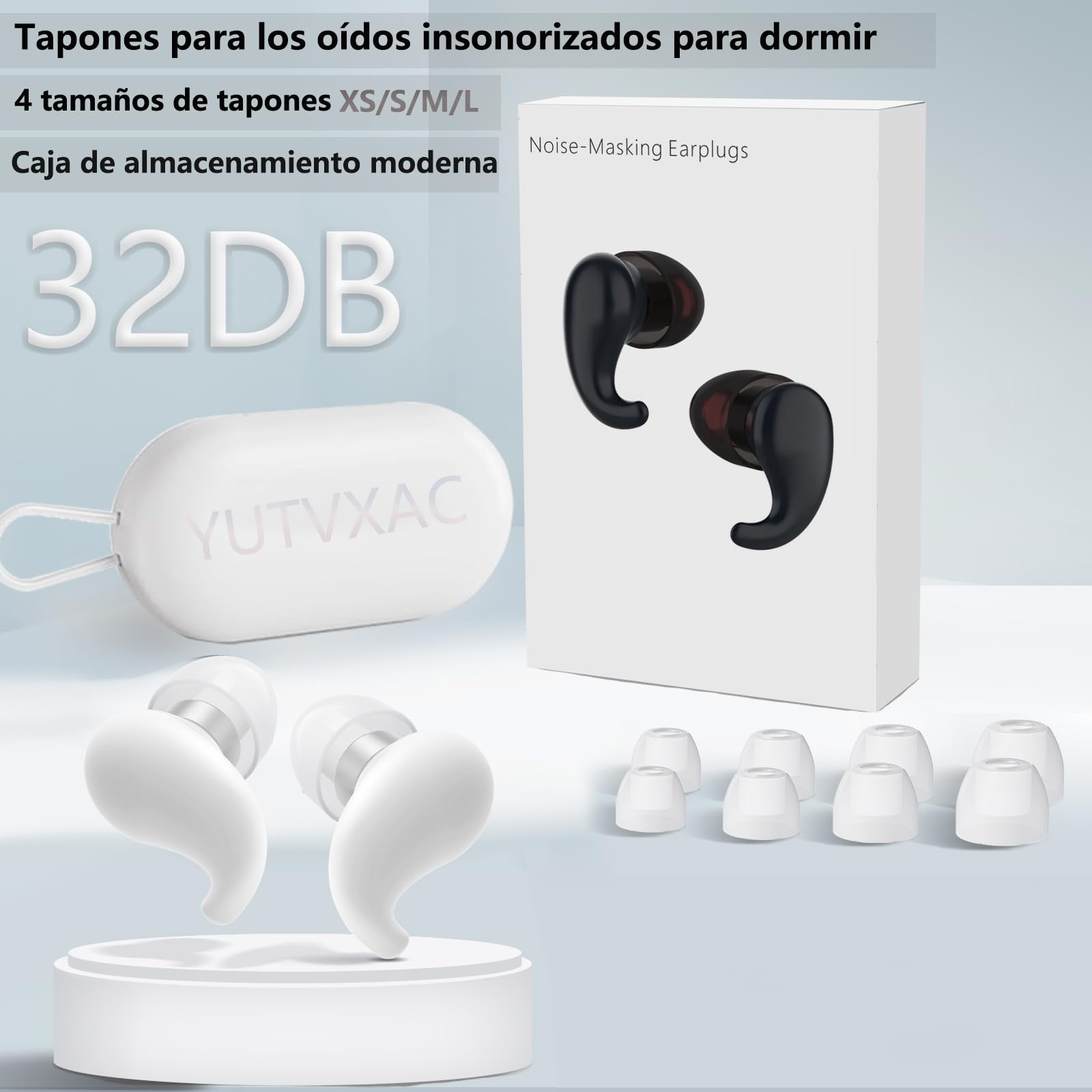 Tapones para Oídos Silicona Suave Reutilizables Blanco 32dB Grande