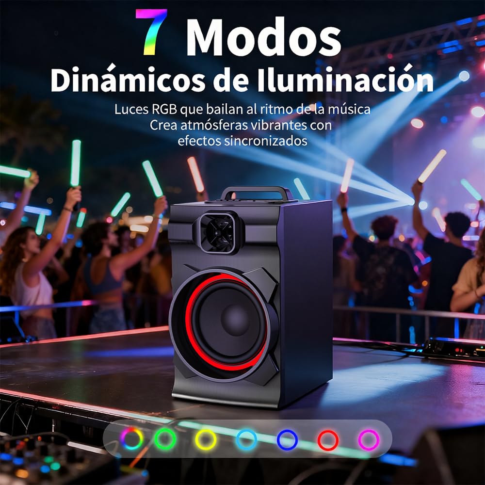 AIRAMP Bocina Portatil Bluethooth de 20W con Subwoofer Activo Karaoke Bocina y Micrófono Inalámbrico,Bocina Bluetooth Grande Caja de Madera, Sonido Estéreo, Batería Recargable, TWS, USB/TF/AUX/FM