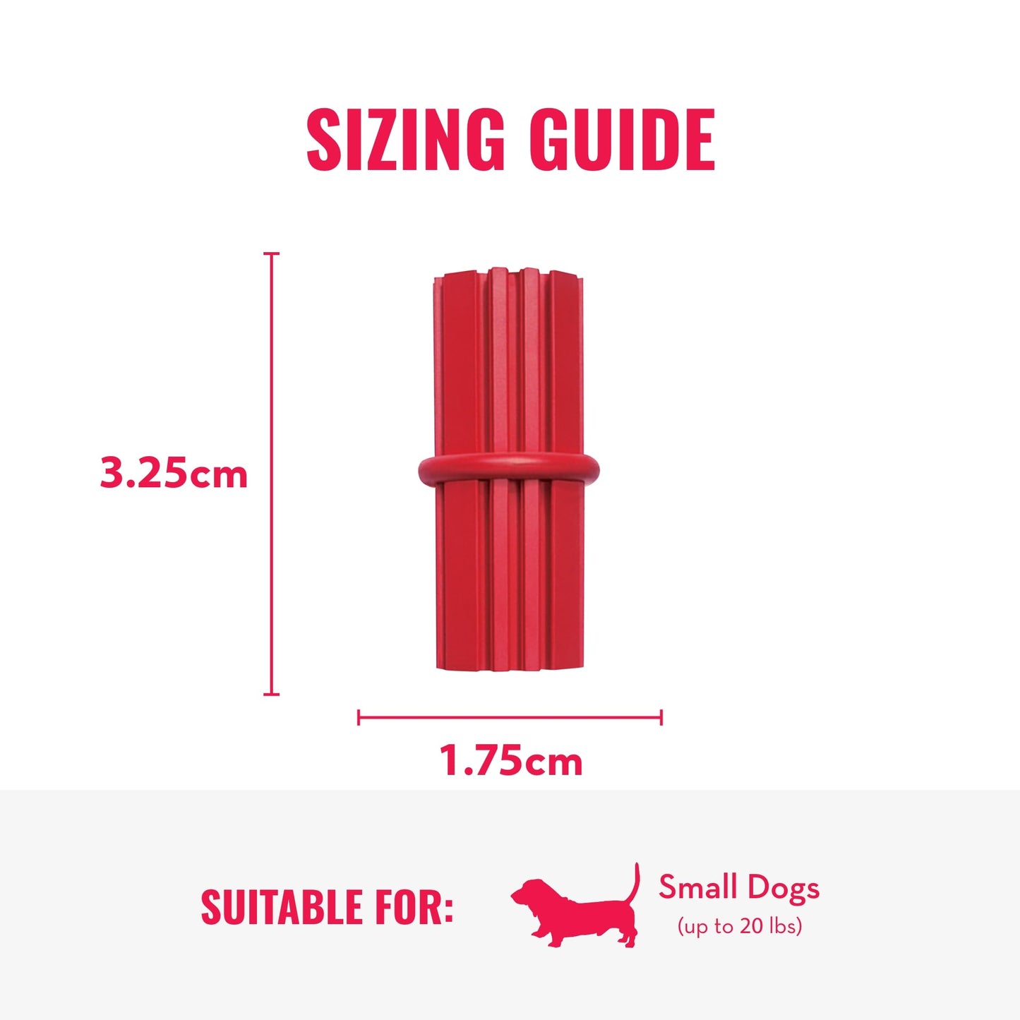 Kong Dental Stick Dog Toy, Small, Red, Pack of 1