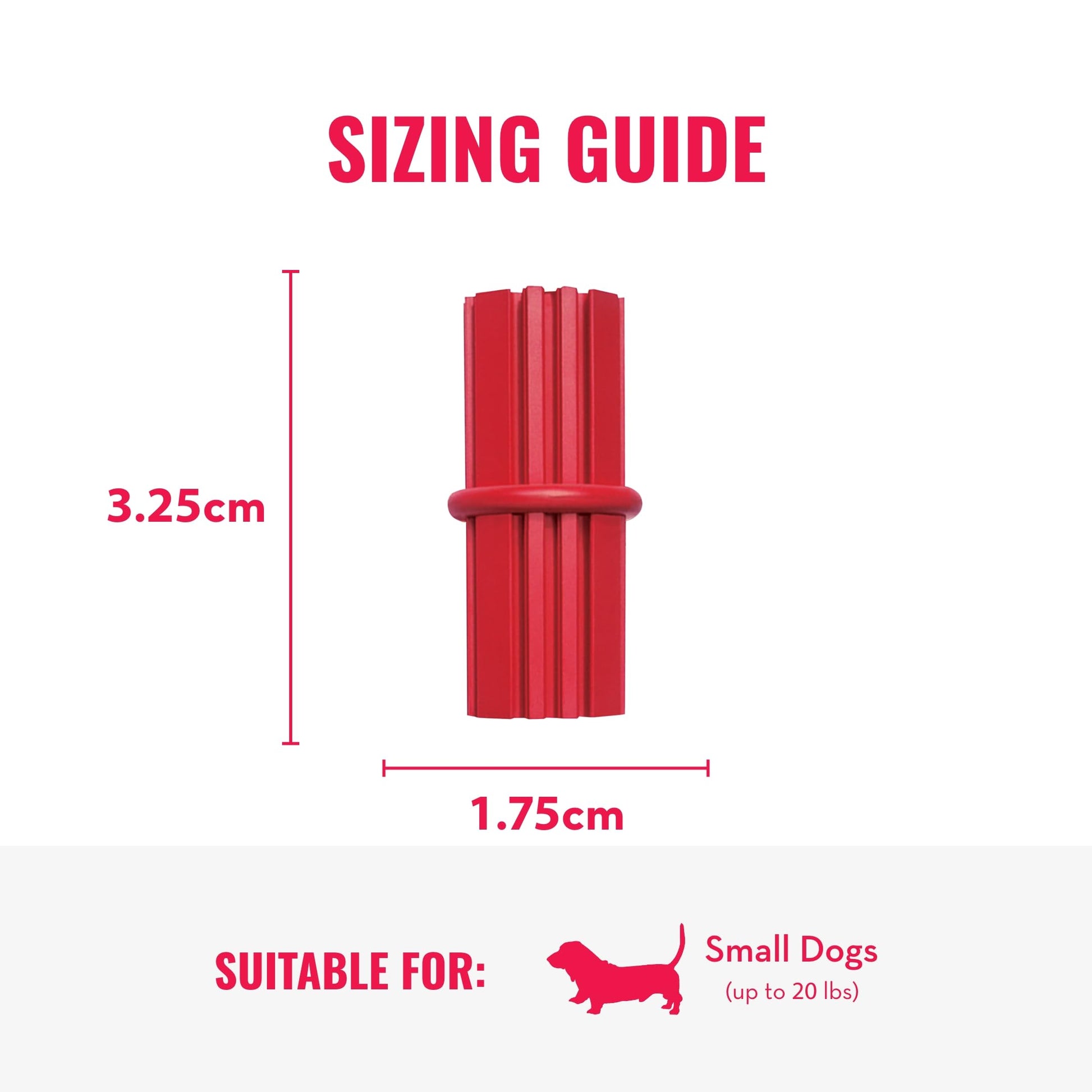 Kong Dental Stick Dog Toy, Small, Red, Pack of 1