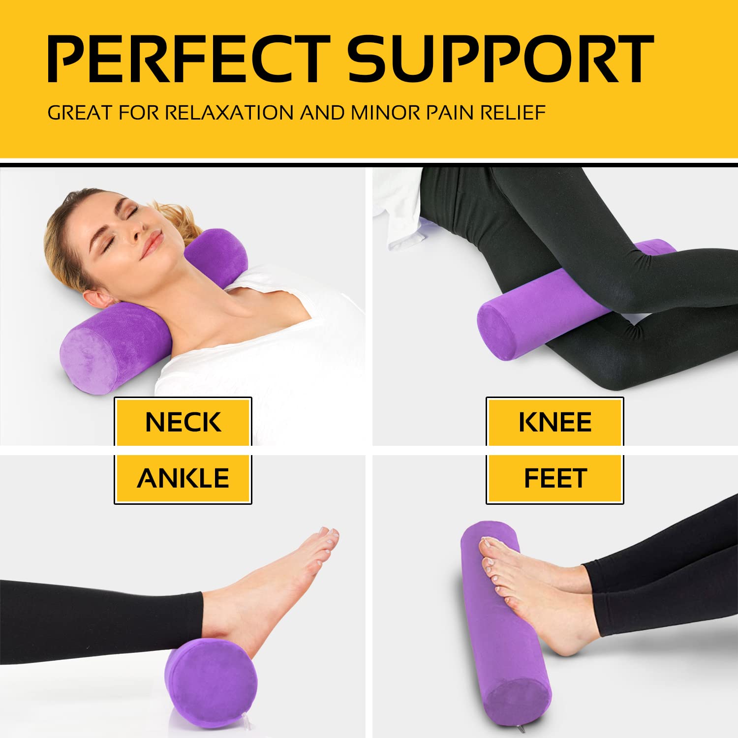 AllSett Health - Almohada de espuma viscoelástica para cuello cervical, almohada de cuello redondo, soporte para dormir | Almohada acolchada para cama, piernas, espalda y yoga, funda lavable color