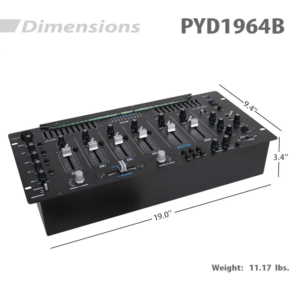 Controlador DJ Pyle Bluetooth Negro con Iluminación LED y Ecualizador 10 Bandas