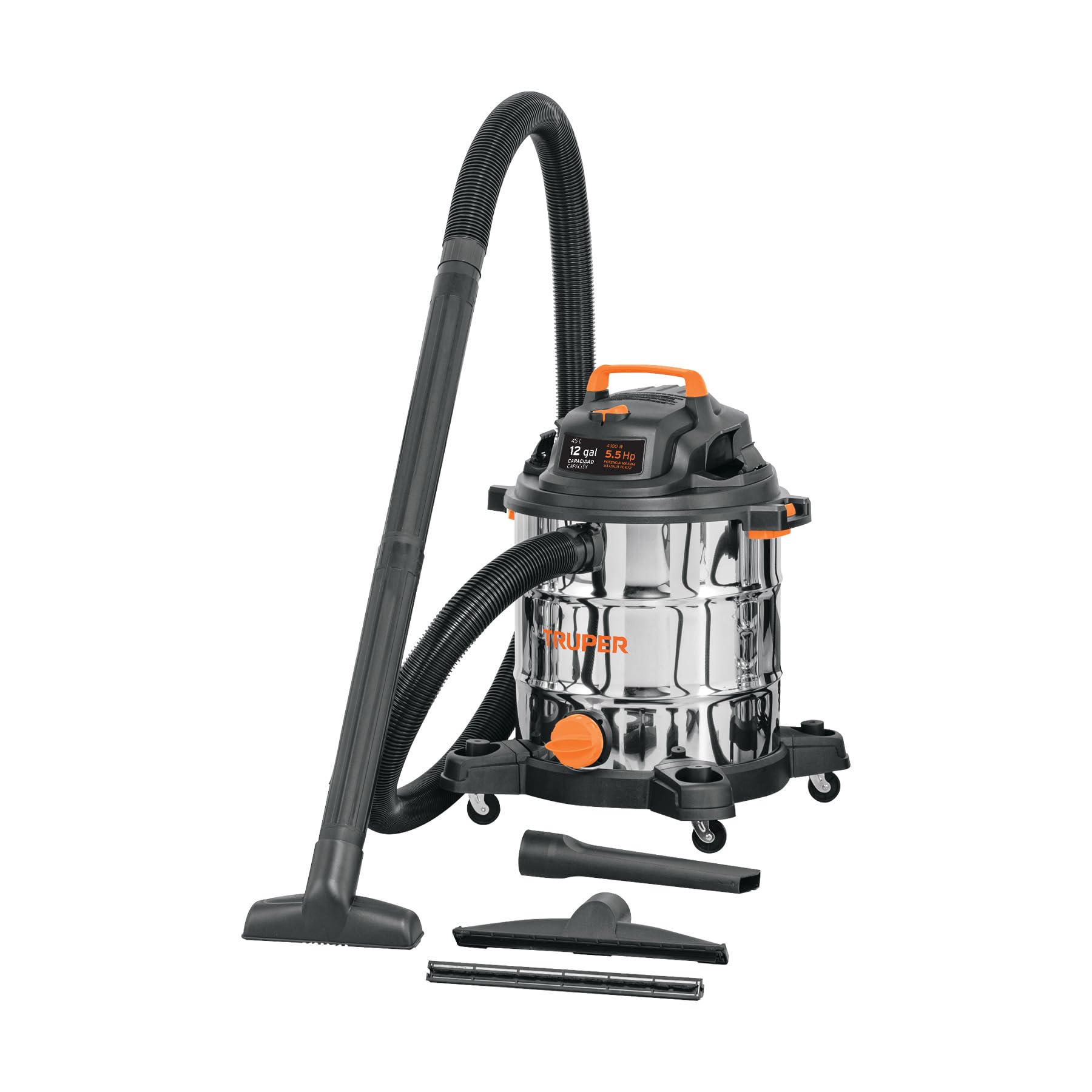 Aspiradora Truper Acero Inox Sólidos y Líquidos 12 GAL