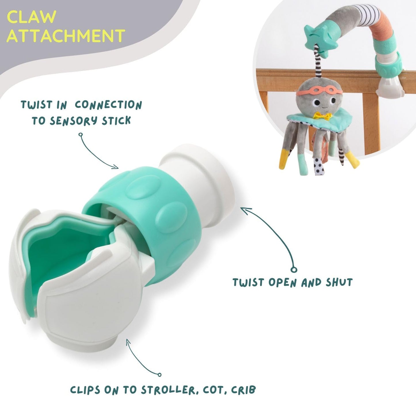 DINGLE DANGLE - Móvil de viaje - Móvil ligero y portátil para bebé, manteniendo al bebé feliz en casa o en movimiento Newborn Essentials Must Haves - Gran regalo de registro de bebé o ducha, destacado