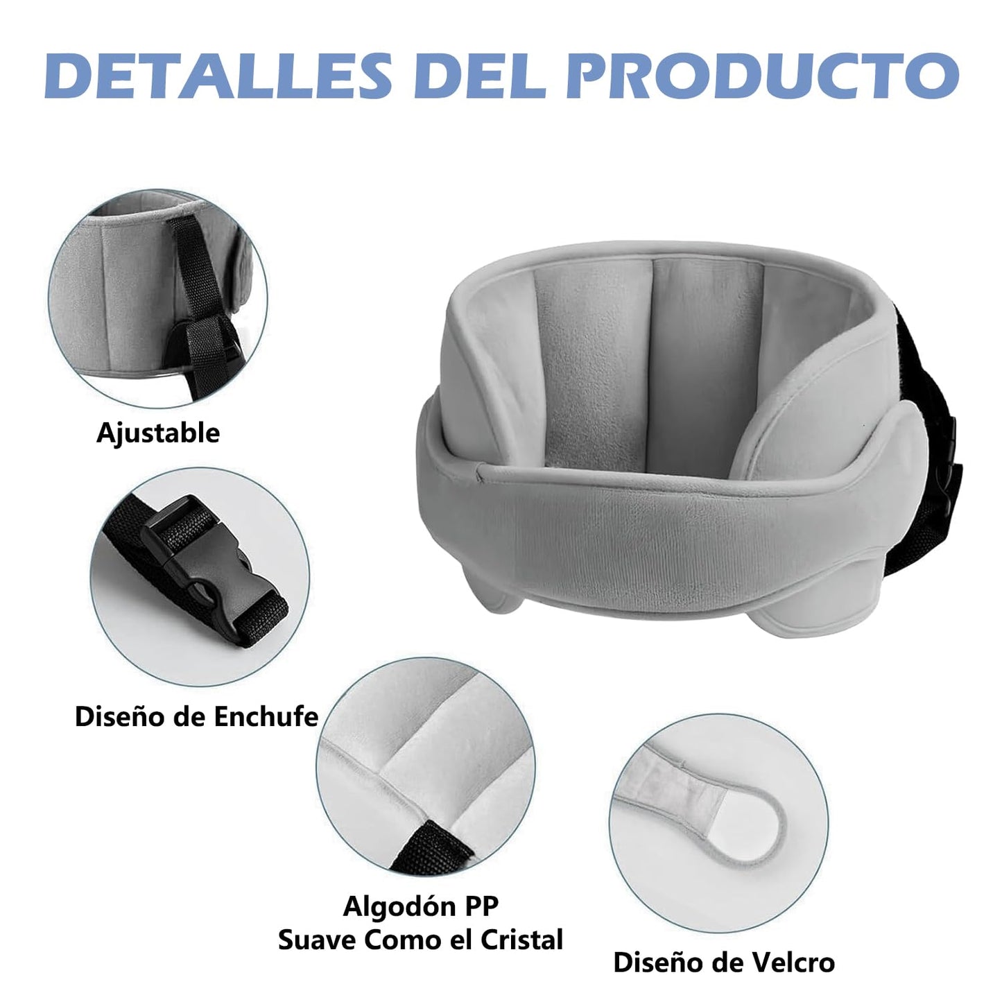Soporte para la Cabeza del Asiento del Automóvil para Niños (Negro)