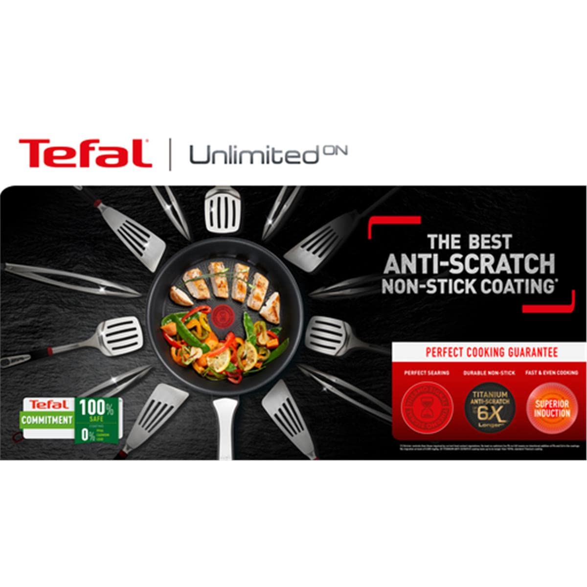 T-fal Juego de Sartenes 20/24/28 con antiadherente de 6 capas y revestimiento reforzado. Incluye una sartén de 20, 45 y otra de 28 cm. Perfectas para cocinar sin que los alimentos se peguen, G2599102