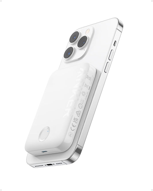 Batería Anker 321 MagGo Blanco, Cargador Portátil Inalámbrico Magnético 5000 mAh Compatible con iPhone 15/14/13/12 Series