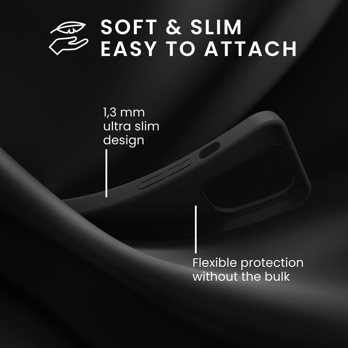 kwmobile Funda para iPhone 15 Plus Carcasa - Case de TPU y Silicona Ultrafino para Smartphone - Protector antigolpes con Bordes elevados para móvil - Negro Mate