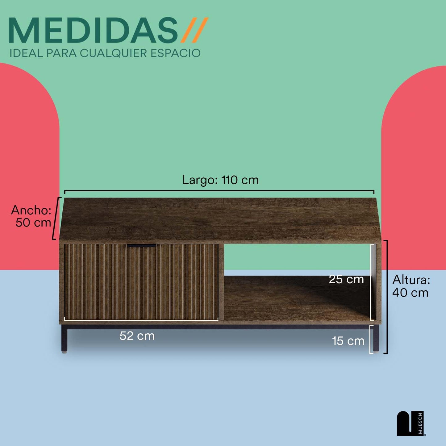 Mueble para TV MUBSON Niza Negro con 3 Compartimientos para Consolas
