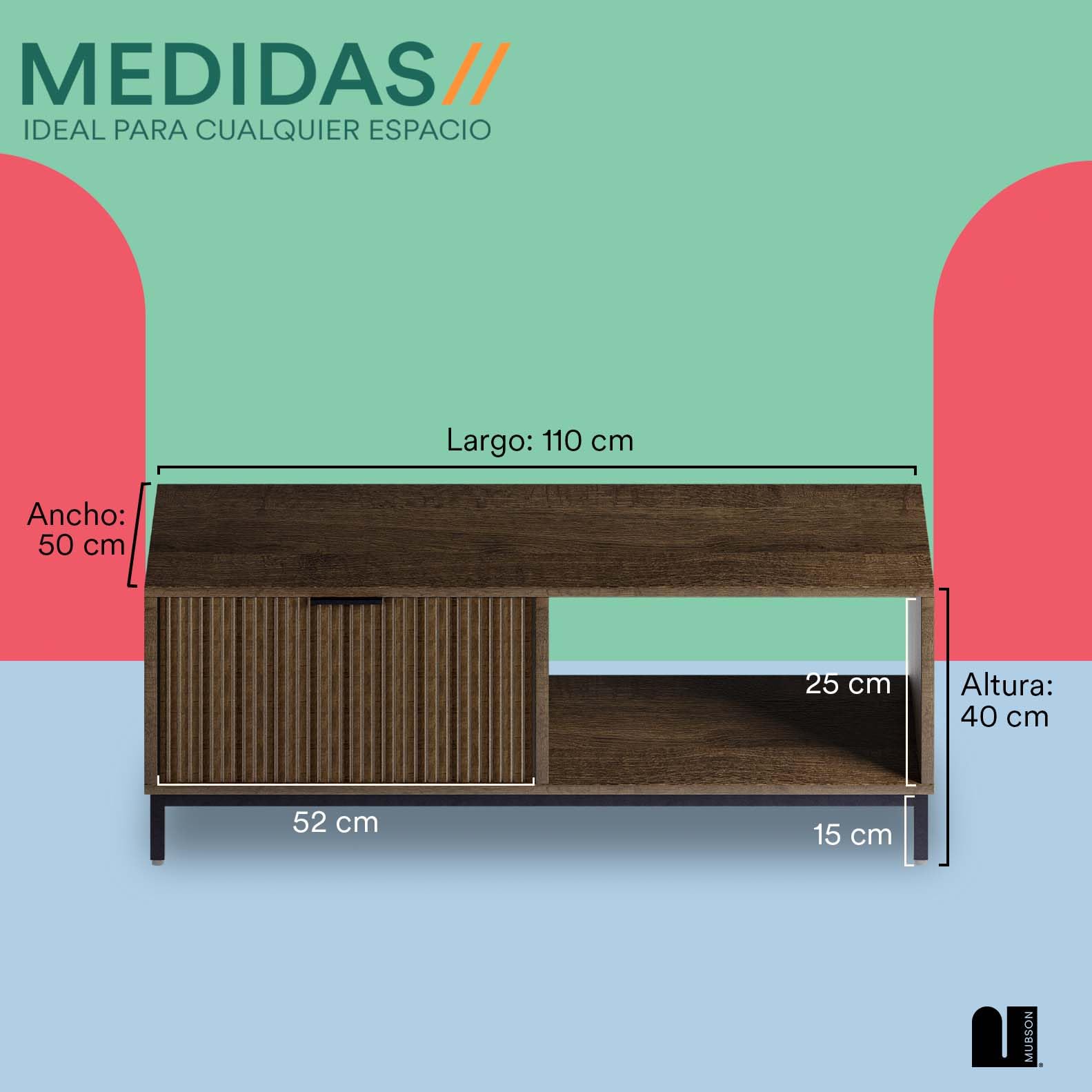 Mueble para TV MUBSON Niza Negro con 3 Compartimientos para Consolas