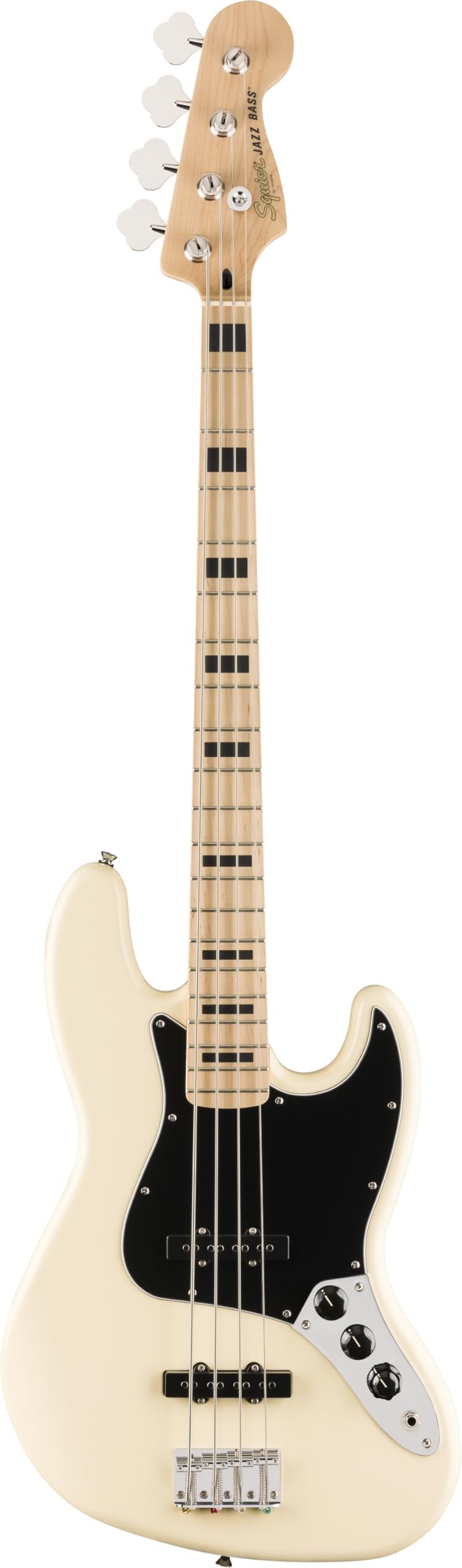 Affinity Series® Active Jazz Bass®, Maple Fingerboard, Black Pickguard, Olympic White