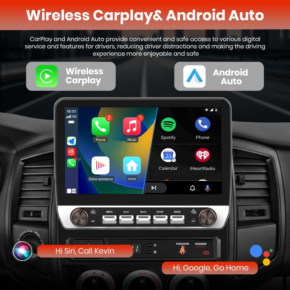 Estéreo de Coche Android para Tacoma 2005-2015, 5G WiFi Tacoma Radio de Coche CarPlay Android Auto Am FM